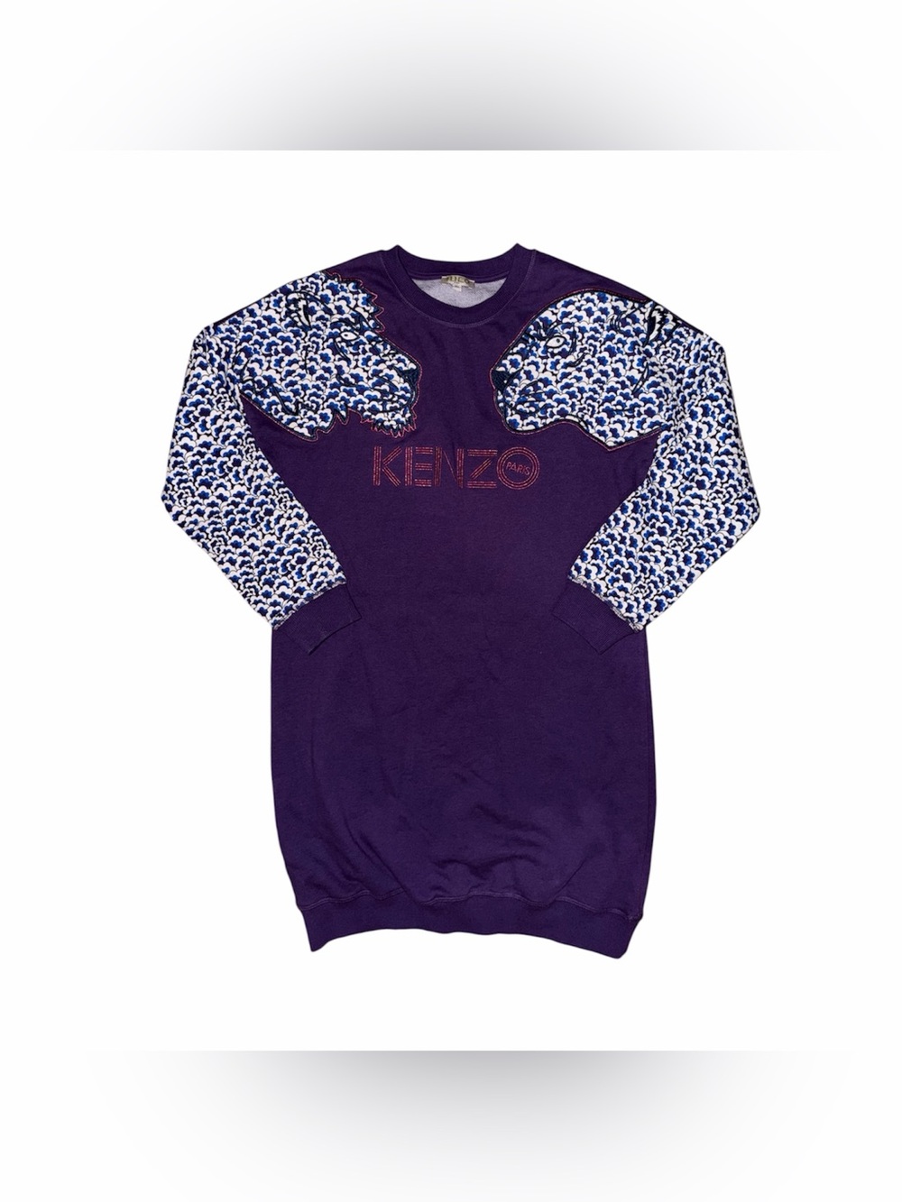 Kenzo purple sweatshirt with cheetah print sleeves